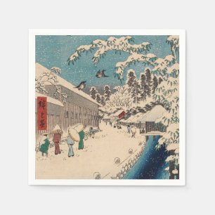 Winterlandschaft Hiroshige in Edo - Japanische Lan Serviette