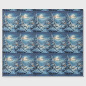 Winterlandschaft Holzhütte Pinienwald Fluss Geschenkpapier (Flach)