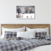 Winterlandschaft, Hügel und Bäume, Hütte Leinwanddruck (Insitu (Schlafzimmer))