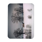 Winterlandschaft, Hügel und Bäume, Hütte Magnet (Vertikal)