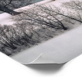 Winterlandschaft, Hügel und Bäume, Hütte Poster (Ecke)