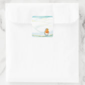 Winterlandschaft Illustration mit Robin Quadratischer Aufkleber (Tasche)