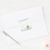 Winterlandschaft Illustration mit Robin Quadratischer Aufkleber (Umschlag)