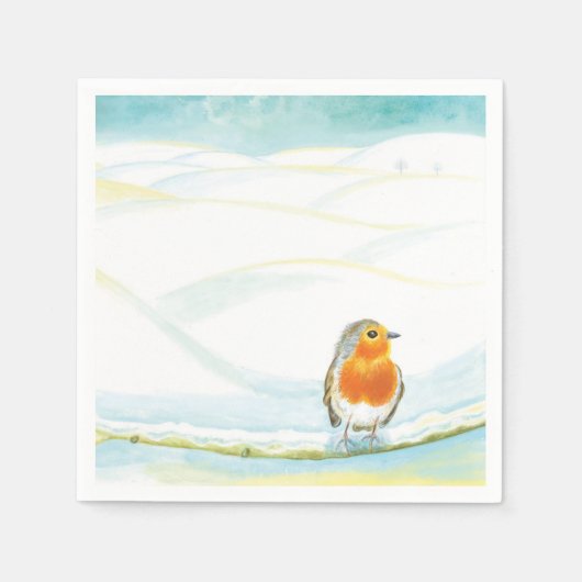 Winterlandschaft Illustration mit Robin Serviette (Vorderseite)
