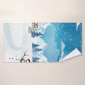 Winterlandschaft im Abend mit Schnee bedeckt Badehandtuch (Badehandtuch)