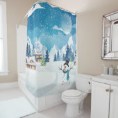 Winterlandschaft im Abend mit Schnee bedeckt Duschvorhang (Beispiel)