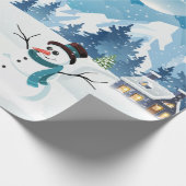 Winterlandschaft im Abend mit Schnee bedeckt Geschenkpapier (Ecke)