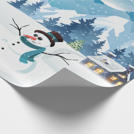Winterlandschaft im Abend mit Schnee bedeckt Geschenkpapier (Ecke)