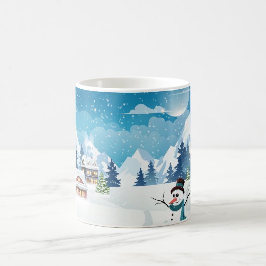Winterlandschaft im Abend mit Schnee bedeckt Kaffeetasse (Mittel)