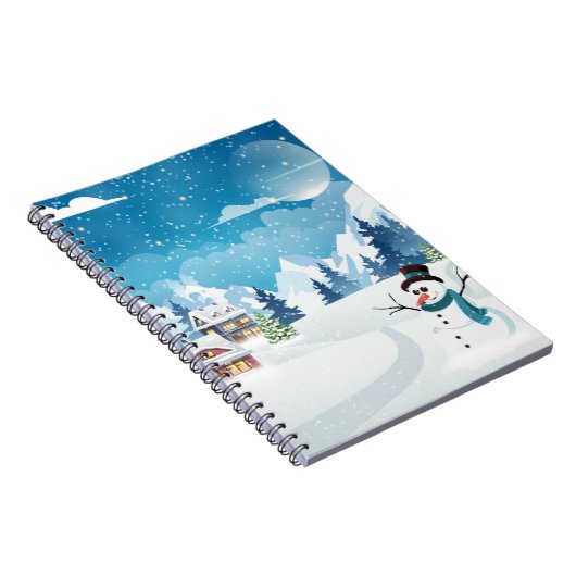 Winterlandschaft im Abend mit Schnee bedeckt Notizblock (Rechte Seite)