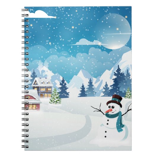 Winterlandschaft im Abend mit Schnee bedeckt Notizblock (Vorderseite)