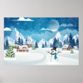 Winterlandschaft im Abend mit Schnee bedeckt Poster (Vorne)