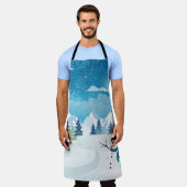 Winterlandschaft im Abend mit Schnee bedeckt Schürze (Getragen)