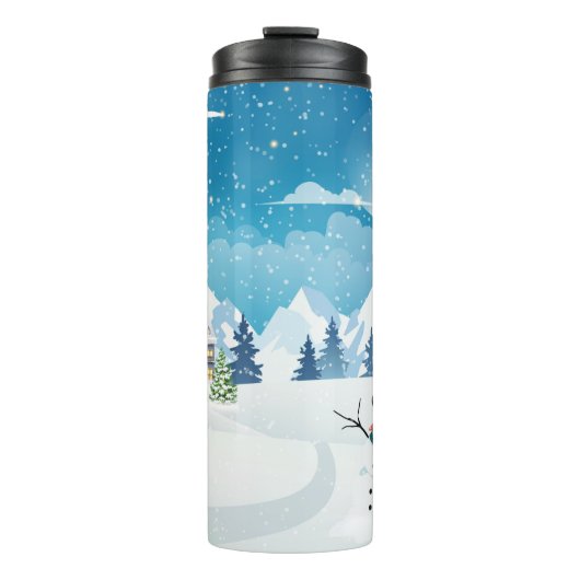 Winterlandschaft im Abend mit Schnee bedeckt Thermosbecher (Vorderseite)