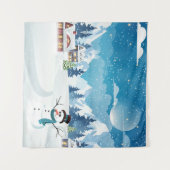 Winterlandschaft im Abend mit Schnee bedeckt Wandteppich (Vorderseite (Horizontal))
