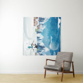 Winterlandschaft im Abend mit Schnee bedeckt Wandteppich (Beispiel (Horizontal))