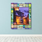 Winterlandschaft im Fenster "verkettetes Glas" Leinwanddruck (Insitu (Holzboden))