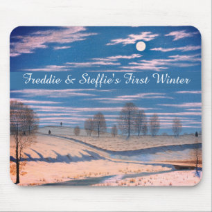 Winterlandschaft im Mondschein von Farrer: Mousepad