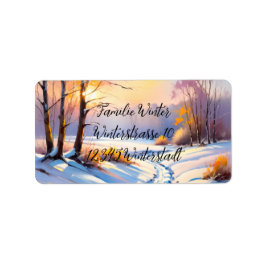 Winterlandschaft im Morgenlicht | Adressaufkleber