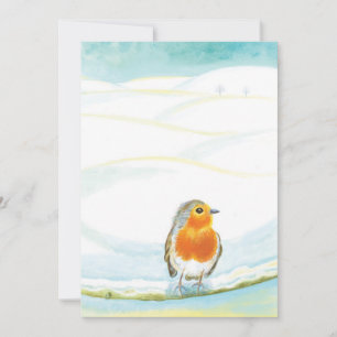 Winterlandschaft im Weißen Winter mit Robin Einladung