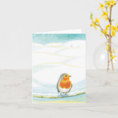 Winterlandschaft im Weißen Winter mit Robin Karte (Gelbe Blume)