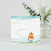 Winterlandschaft im Weißen Winter mit Robin Karte (Stehend Vorderseite)