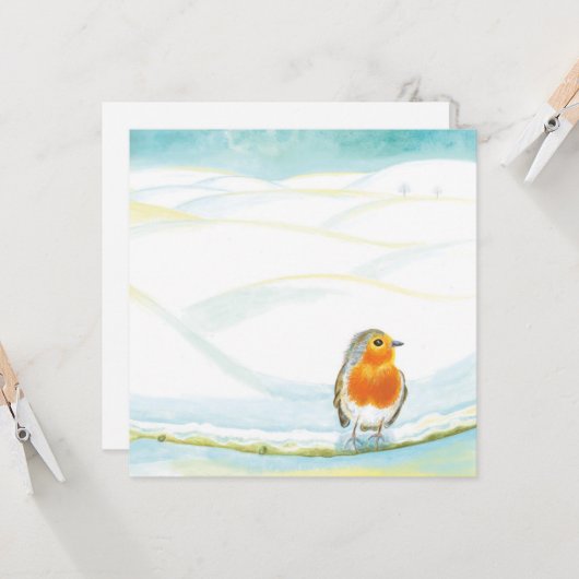 Winterlandschaft im Weißen Winter mit Robin Karte (Vorderseite/Rückseite Beispiel)