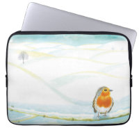 Winterlandschaft im Weißen Winter mit Robin