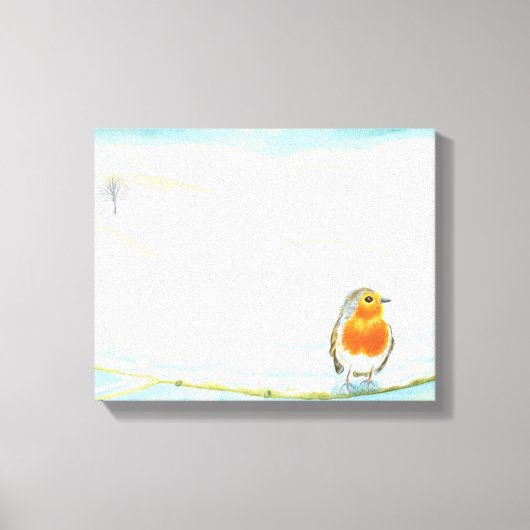 Winterlandschaft im Weißen Winter mit Robin Leinwanddruck (Vorderseite)