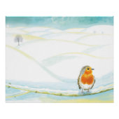 Winterlandschaft im Weißen Winter mit Robin Poster (Vorderseite)