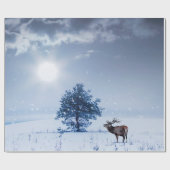 Winterlandschaft in blauer Farbe. Einmaliger Baum Geschenkpapier (Flach)