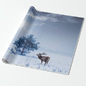 Winterlandschaft in blauer Farbe. Einmaliger Baum Geschenkpapier (Ungerollt)