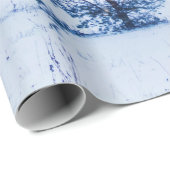 Winterlandschaft in blauer Farbe. Einmaliger Baum Geschenkpapier (Rolleneckpunkt)