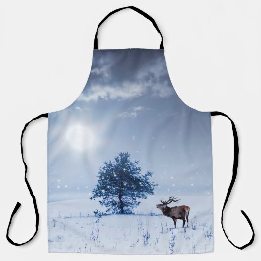 Winterlandschaft in blauer Farbe. Einmaliger Baum  Schürze (Vorderseite)