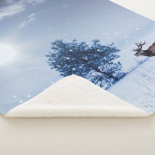 Winterlandschaft in blauer Farbe. Einmaliger Baum  Sherpadecke (3/4)