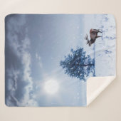 Winterlandschaft in blauer Farbe. Einmaliger Baum  Sherpadecke (Vorderseite (Horizontal))