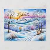 Winterlandschaft in der Abenddämmerung mit Fuchs | Postkarte (Vorderseite)