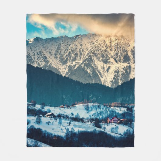 Winterlandschaft in Karpaten. Bran, Rom Fleecedecke (Vorderseite)