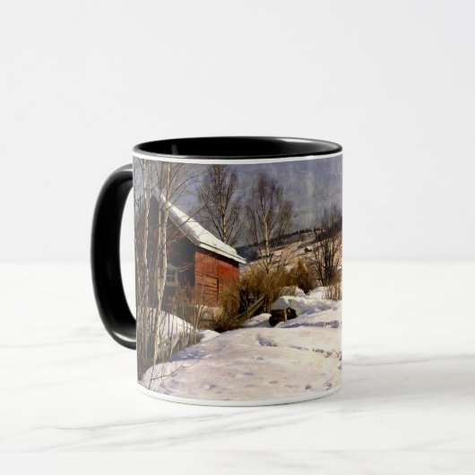 Winterlandschaft in Lillehammer, Dänemark Tasse (Vorderseite Links)