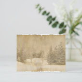 Winterlandschaft in Sepia und Pergament Postkarte (Stehend Vorderseite)