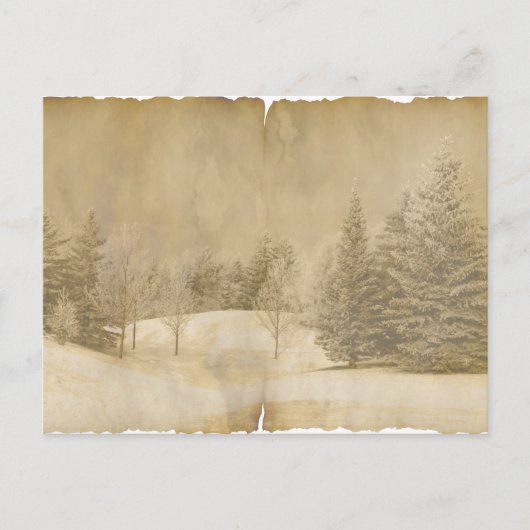 Winterlandschaft in Sepia und Pergament Postkarte (Vorderseite)