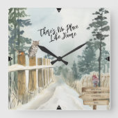 Winterlandschaft kein Ort wie Zuhause-Adresse Quadratische Wanduhr (Vorderseite)