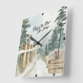 Winterlandschaft kein Ort wie Zuhause-Adresse Quadratische Wanduhr (Winkel)