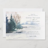 Winterlandschaft Kiefer QR-Code Hochzeit Einladung (Vorderseite)