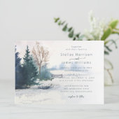 Winterlandschaft Kiefer QR-Code Hochzeit Einladung (Stehend Vorderseite)
