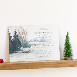 Winterlandschaft Kiefer QR-Code Hochzeit Einladung