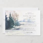 Winterlandschaft Kiefern Hochzeit Einladung (Vorderseite)