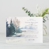 Winterlandschaft Kiefern Hochzeit Einladung (Stehend Vorderseite)