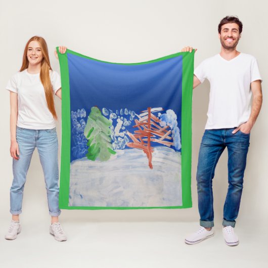 Winterlandschaft "Kunst von Kindern" Fleecedecke (Beispiel)