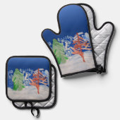 Winterlandschaft "Kunst von Kindern" Ofenhandschuh & Topflappen-Set (Vorderseite/Rückseite)
